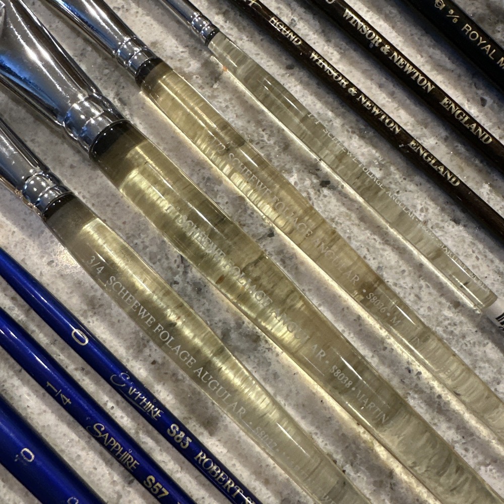 Lot Of Vintage Oil Paint Brushes 40 Winsor & Newton Robert Simmons Master Touch - Picture 7 of 16